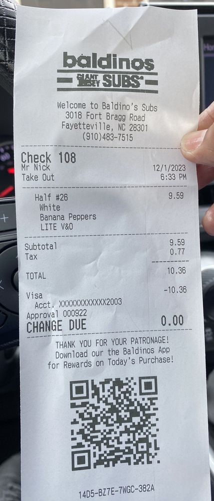 Baldinos Giant Jersey Subs