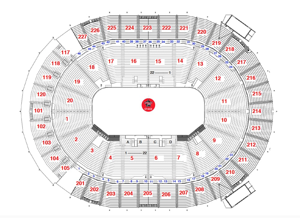 pbr professional bull riders world finals stadiums detailed seating chart thomas and mack center