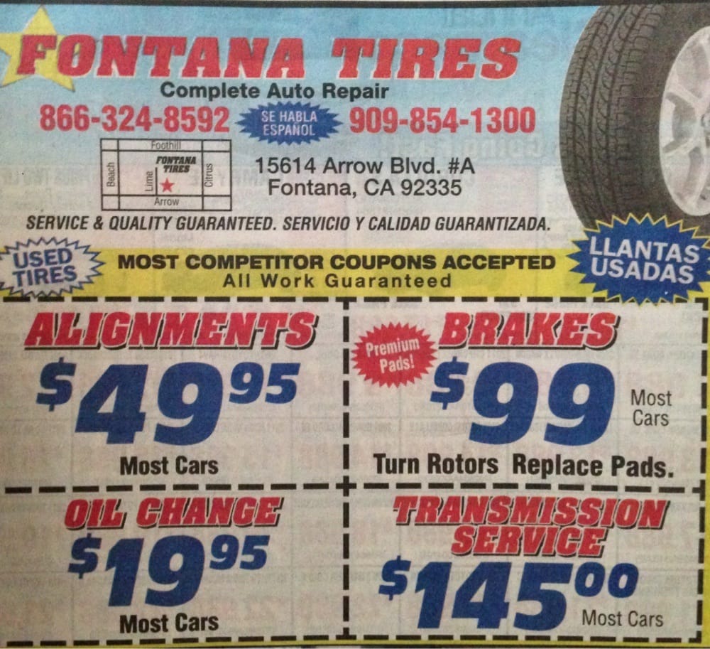 Fontana Tires Tires 15614 Arrow Blvd, Fontana, CA Phone Number Yelp