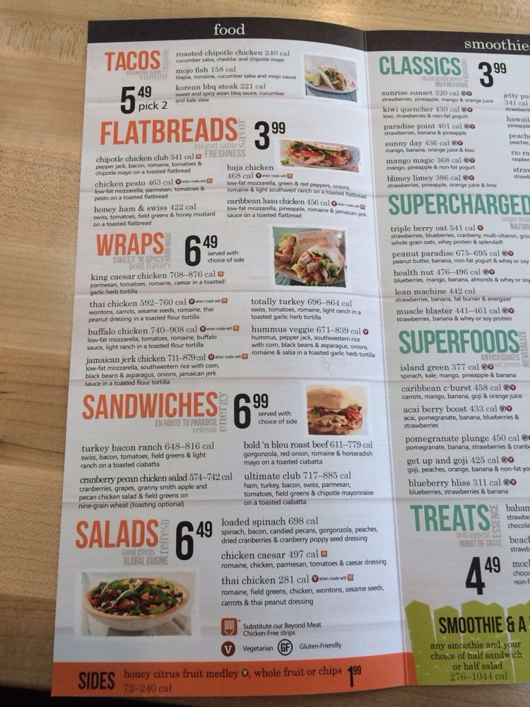 Tropical Smoothie Cafe Menu Atlanta Tropical Smoothie Cafe Menu Atlanta