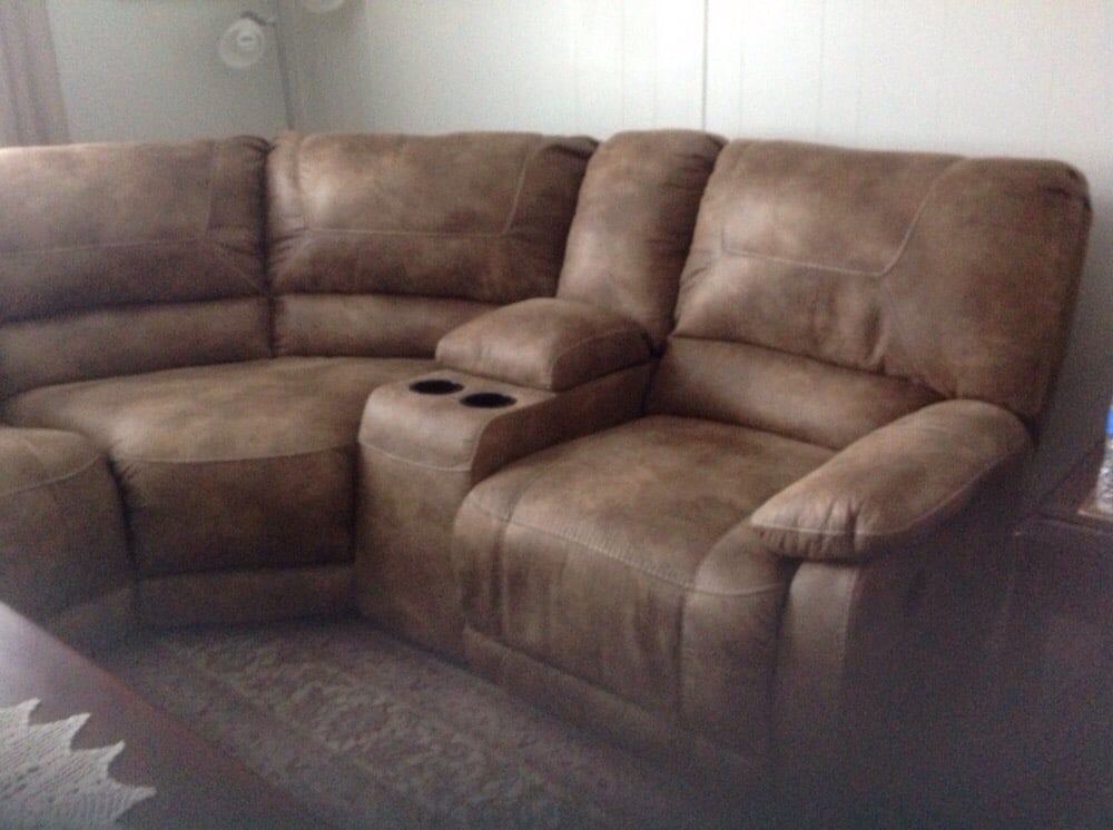 Our New Sectional That Looks Like Leather But Is Fabric Awesome