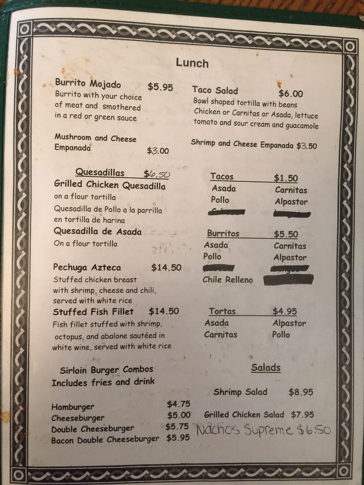 Online Menu of Los Panchos Restaurant, Exeter, California, 93221 Zmenu