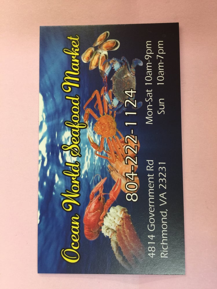 Ocean World Seafoods Seafood Markets 4814 Government Rd, Fulton, Richmond, VA Phone Number