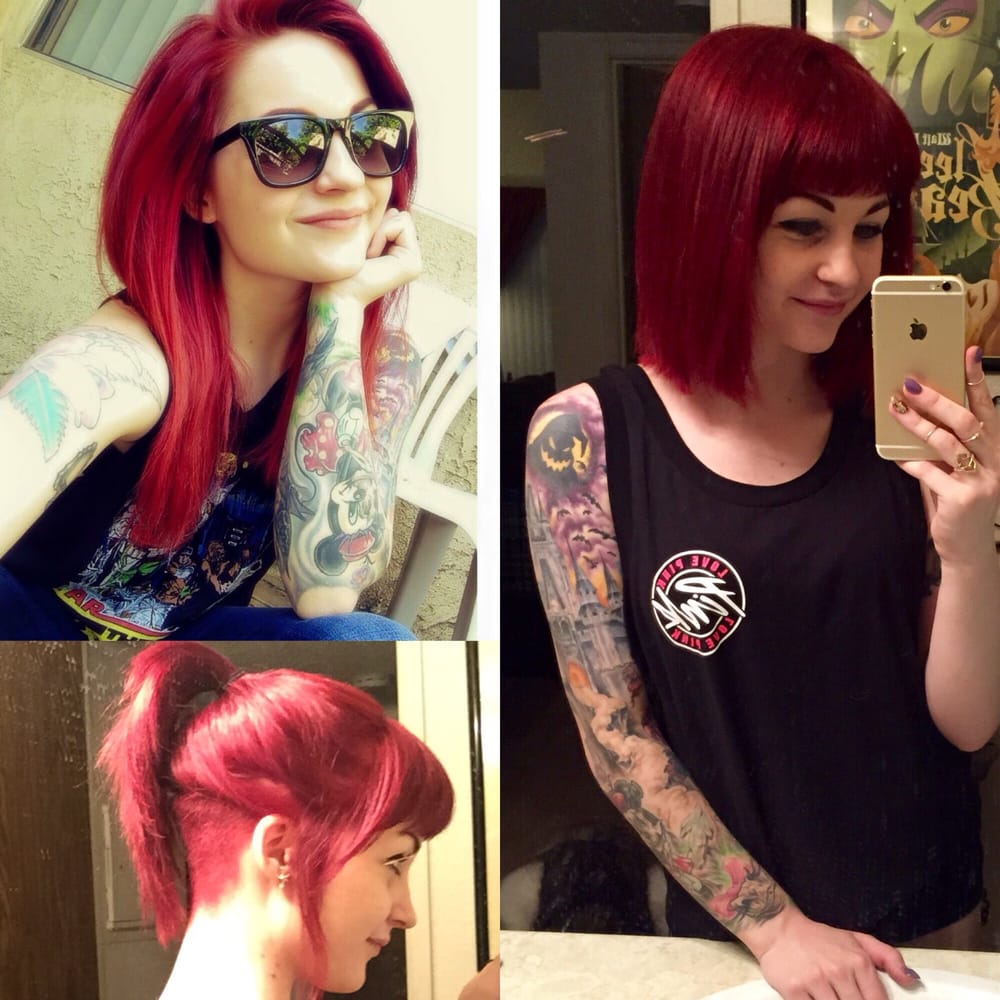 Long mermaid hair to a short bob with bangs and an undercut