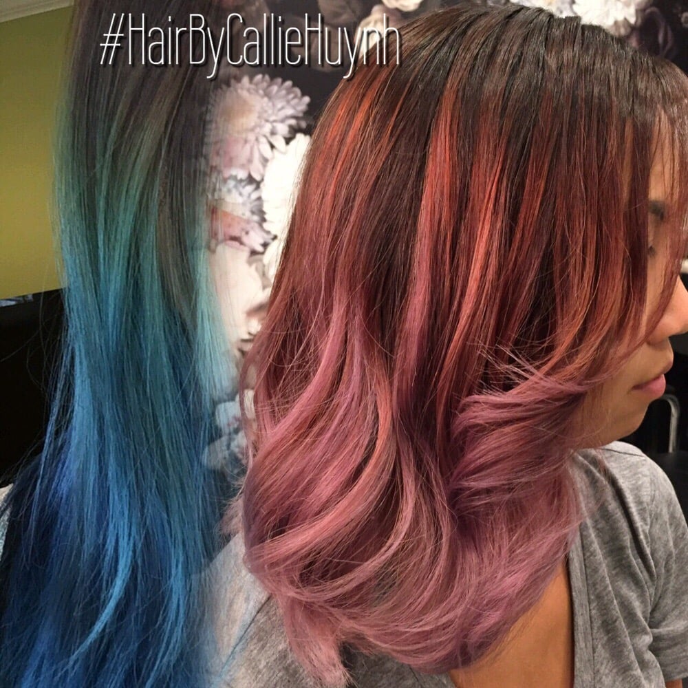 Before And After Color Correction Blue Ombre To Dusty Pink Photo Of Styled By Callie Huynh San Go Ca United States Before