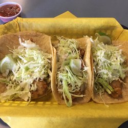 Photo of Fins Mexican Eatery - La Jolla, CA, United States. Fish battered tacos