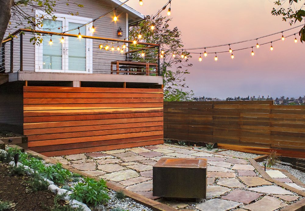 Backyard Landscape Design With A Flagstone Patio Globe Light Photo Of Flores Artscape Los Angeles Ca United States Backyard Landscape Design