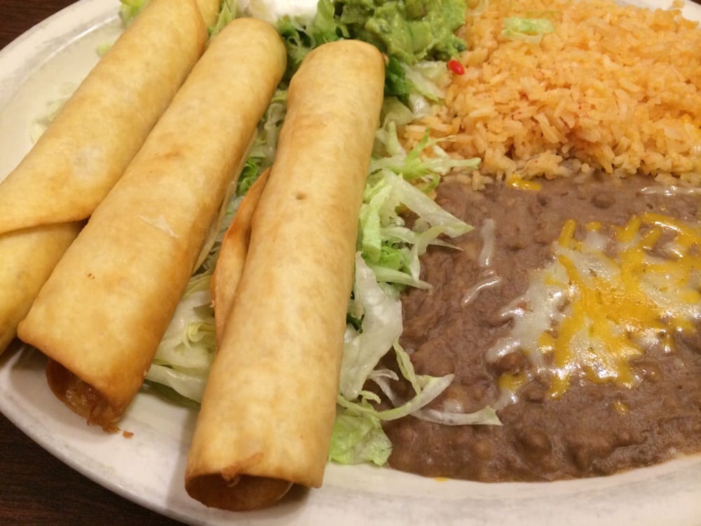 Dinner last night ) three chicken flautas dinner plate Yelp