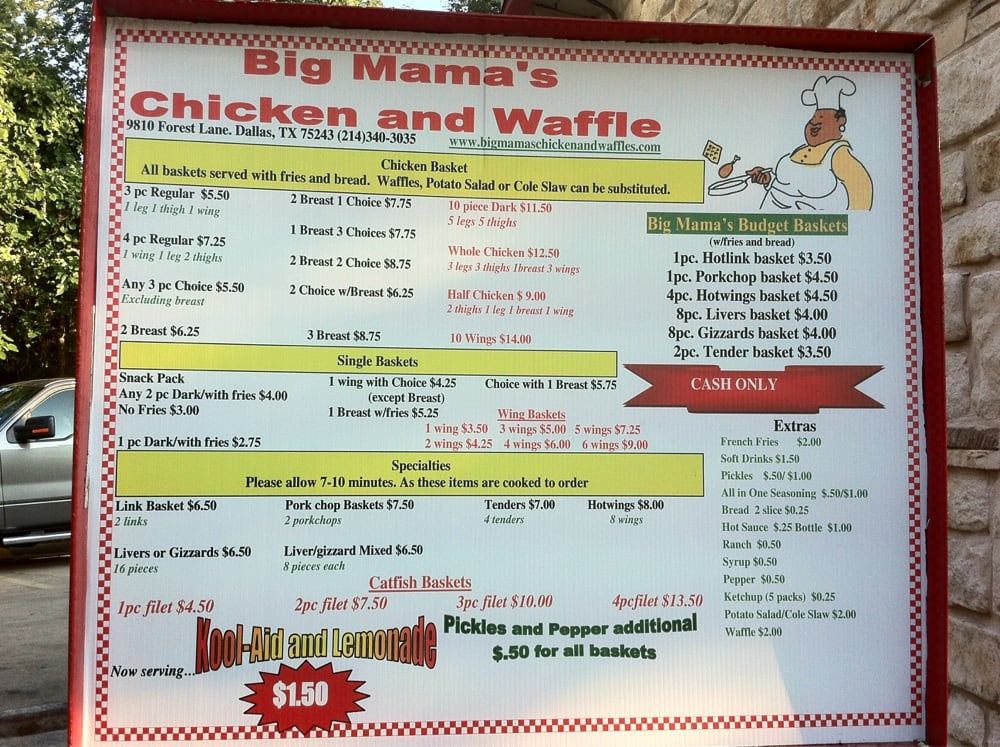 Big Mama’s Chicken & Waffles Soul Food 9810 Forest Ln Dallas, TX