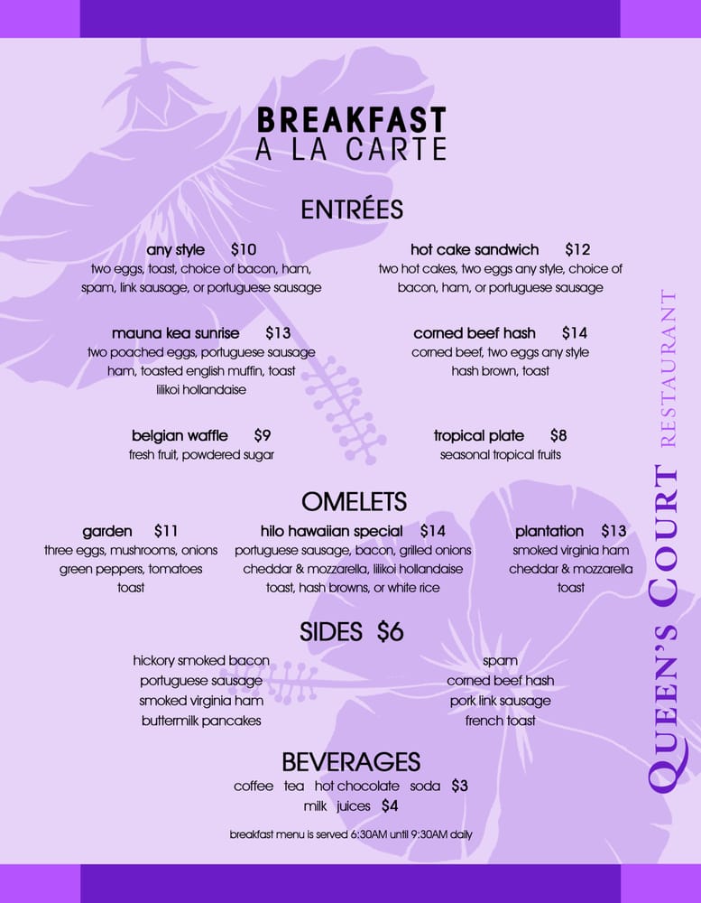 A La Carte Breakfast Menu - Yelp