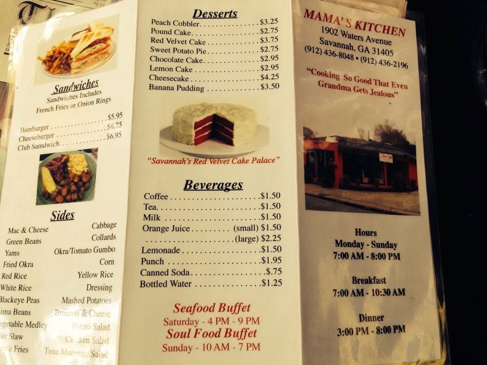 Mama’s Kitchen CLOSED Seafood 1902 Waters Ave, Savannah, GA