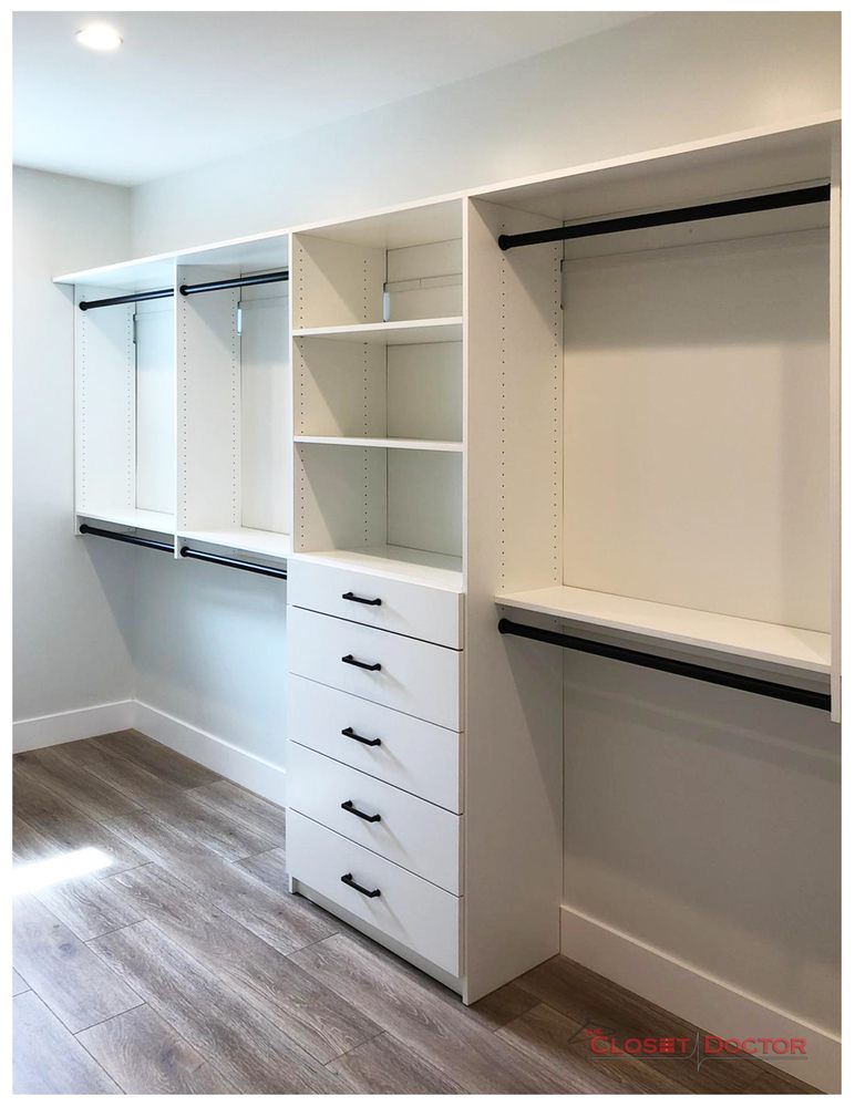 Custom White Closet With Slab Front Drawers Yelp Photo Of The Closet Doctor Lincoln Ca United States Custom White