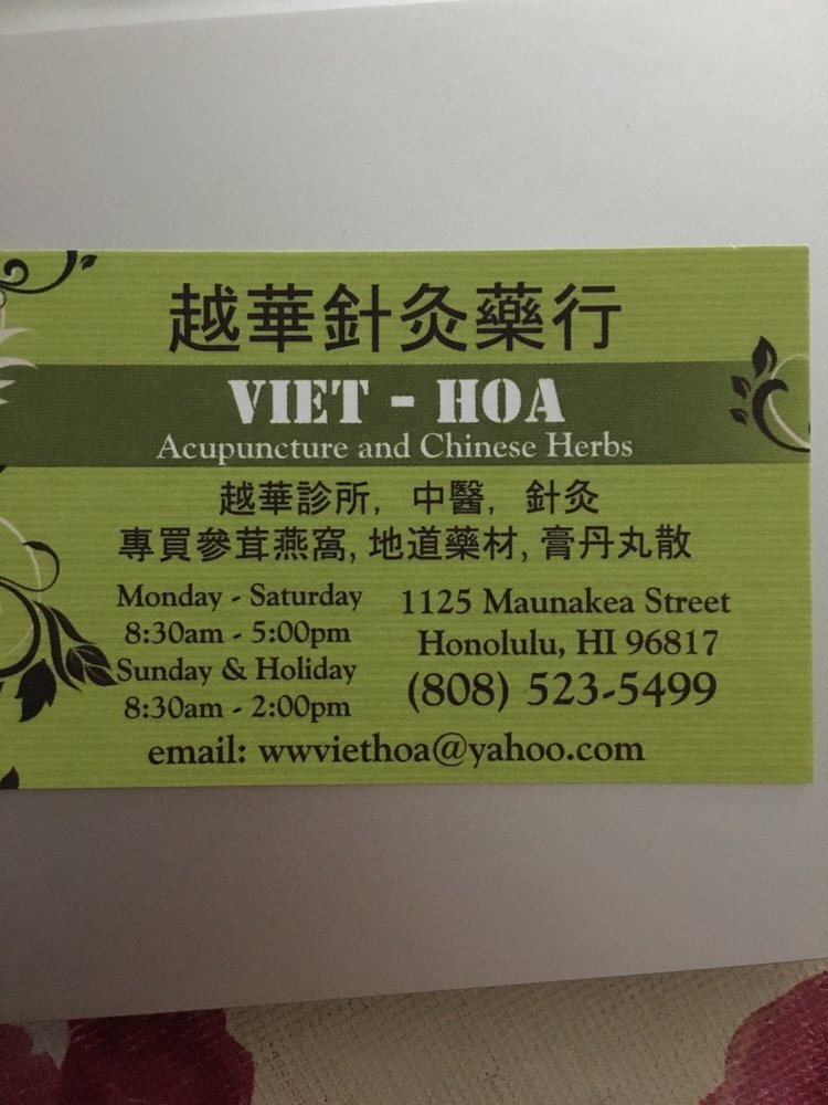Viet Hoa Acupuncture & Herbs 14 Reviews Acupuncture 1125 Maunakea