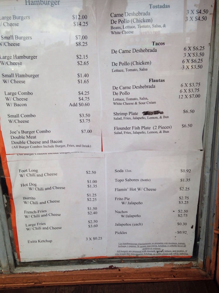 Joe’s Burger Stand Fast Food 2644 Southmost Rd, Brownsville, TX