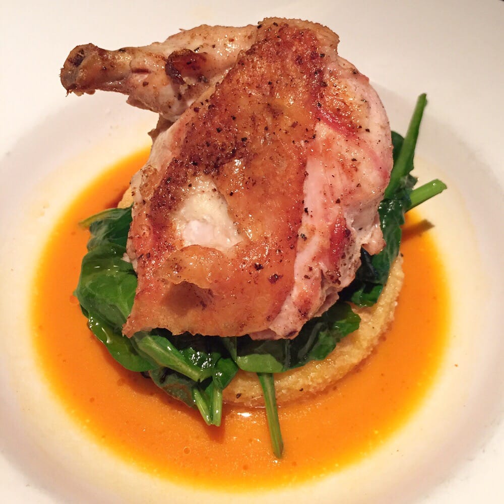 pan roasted chicken with crispy polenta, spinach and beurre blanc pan roasted chicken with crispy polenta, spinach and beurre blanc