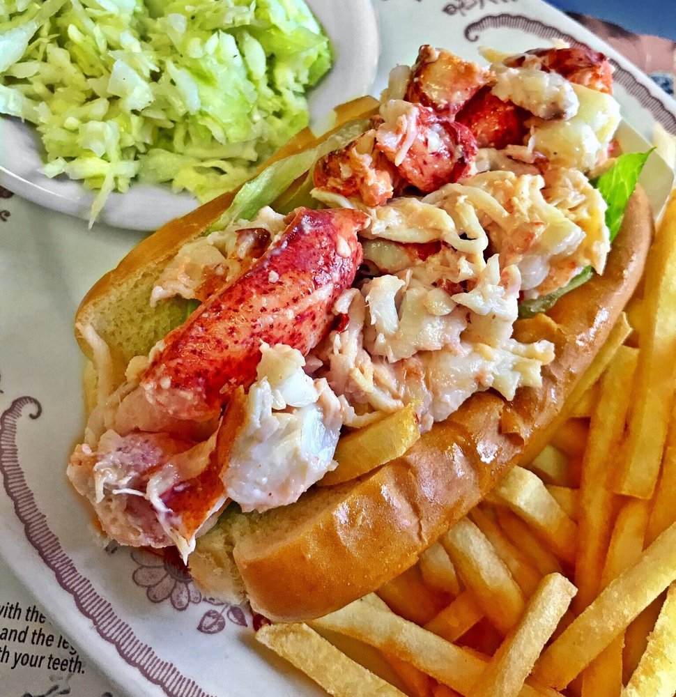 Lobster roll with fries and coleslaw - Yelp