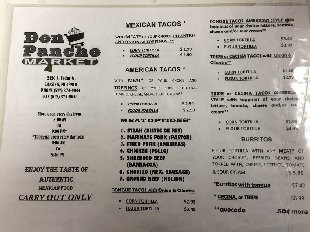 Don Pancho Grocery 2120 S Cedar St, Lansing, MI Phone Number Yelp