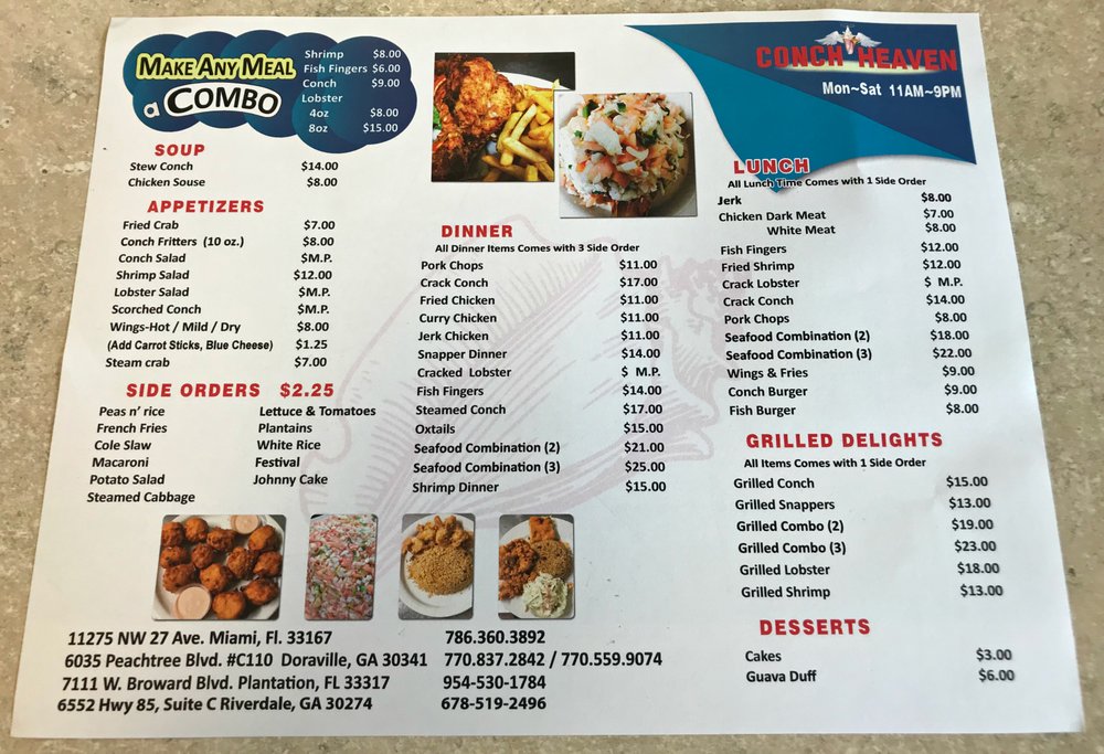 Online Menu of Conch Heaven Restaurant, Doraville, 30360 Zmenu