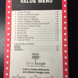 photos for bionic burger menu yelp bionic burger menu