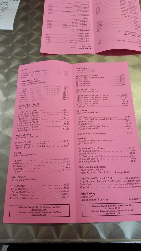 Menu at Lotus Seafood restaurant, Houston, S Braeswood Blvd