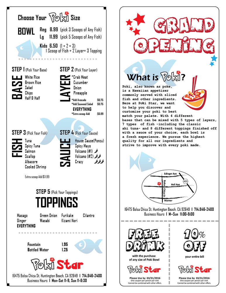 Online Menu of Poki Star Restaurant, Huntington Beach