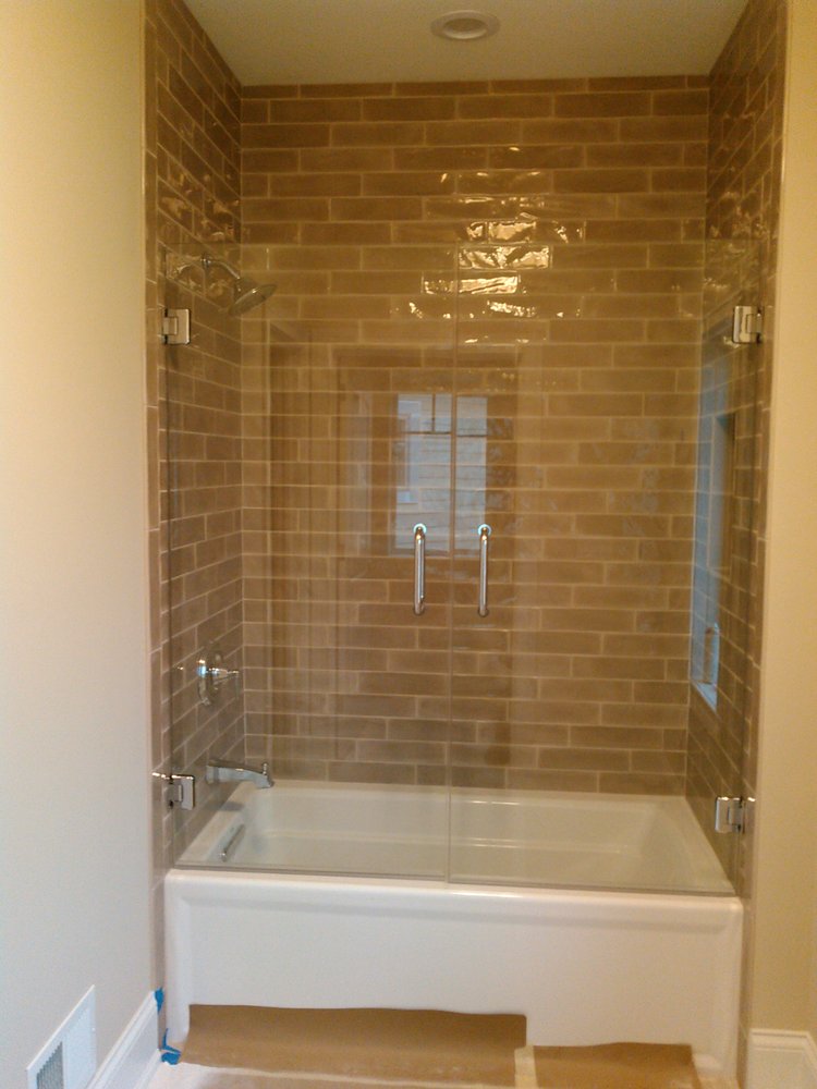 Frameless Heavy Glass French Doors Style Shower Enclosure Photo Of Donovan Mirror Glass Brookfield Wi United States Frameless