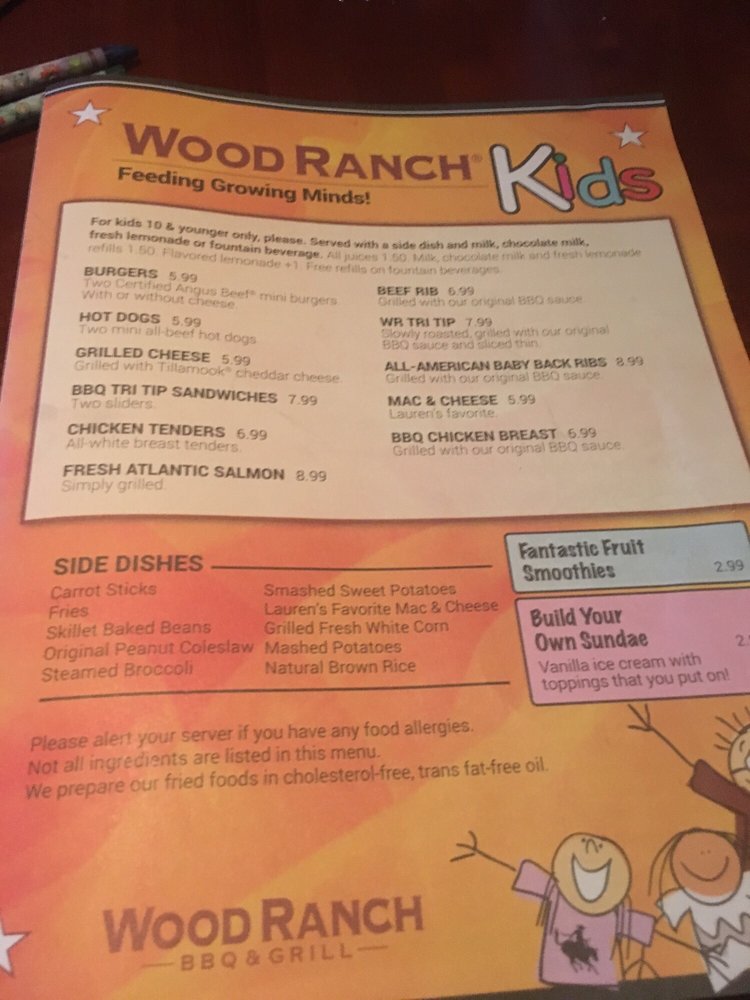 Menu at Wood Ranch BBQ, Chino Hills