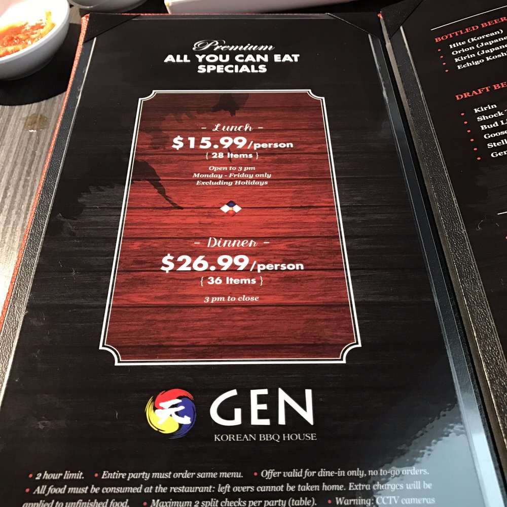 lunch and dinner price yelp gen korean bbq menu