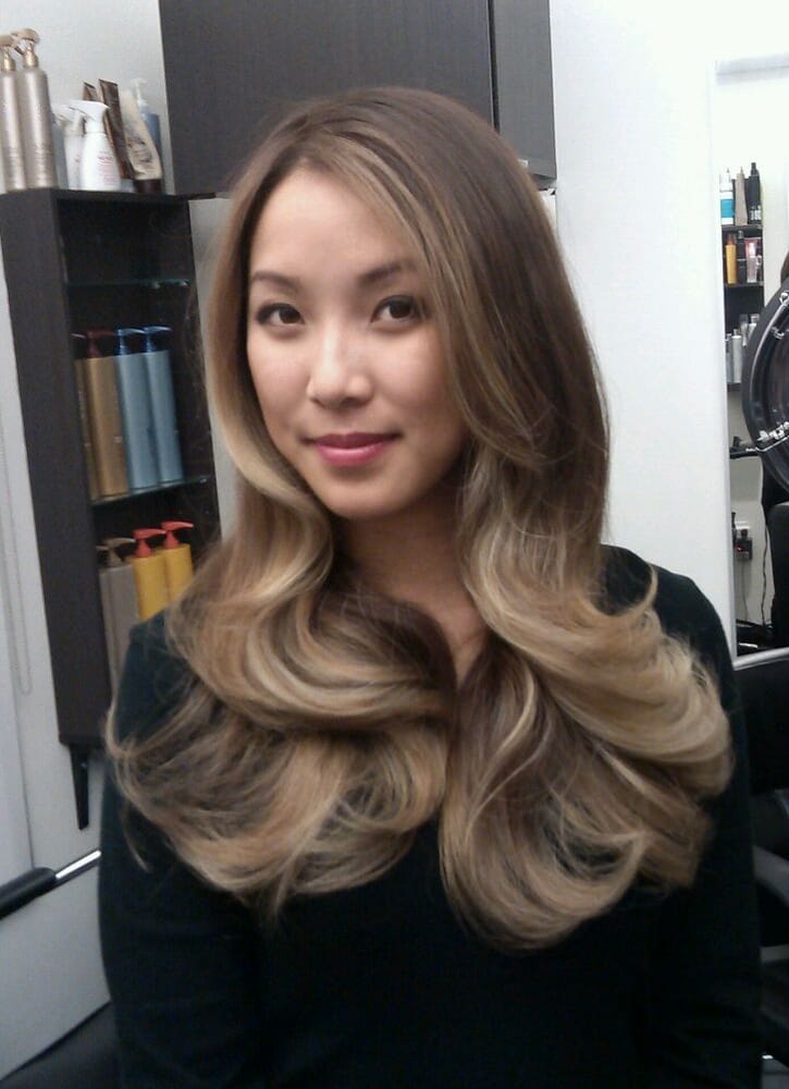 Asian light brown hair with blonde highlights