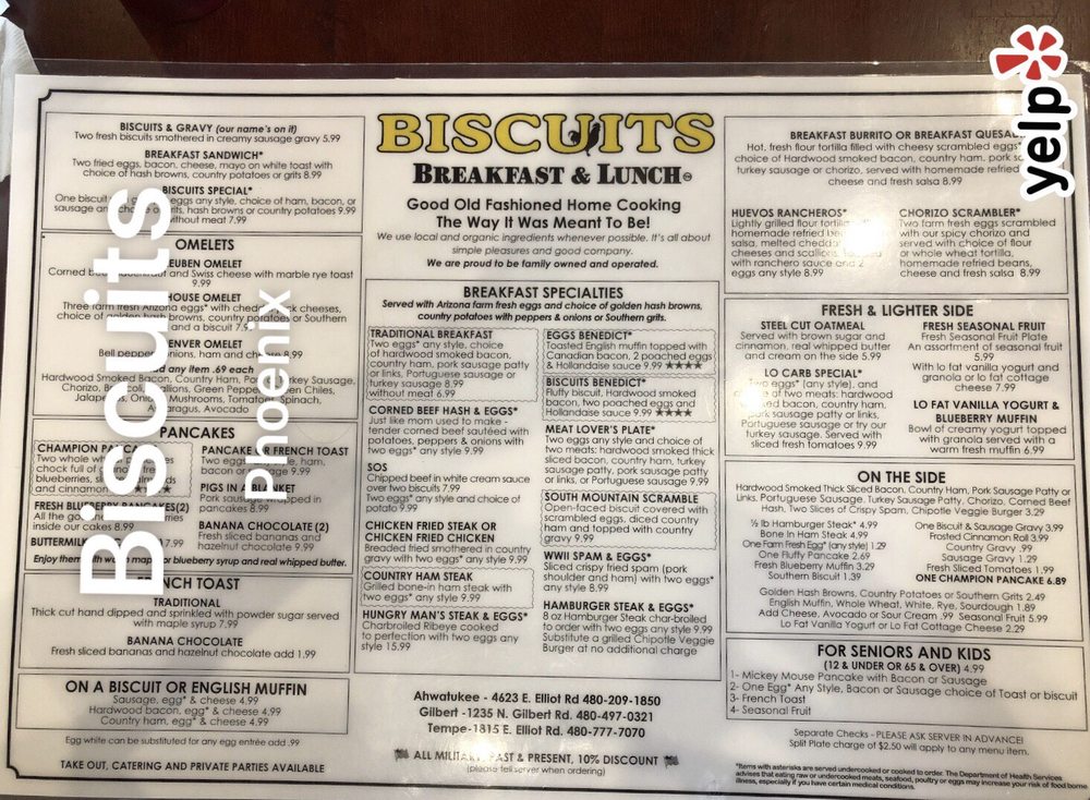 Biscuits CLOSED Breakfast & Brunch 16414 S 14th Ave, Phoenix, AZ