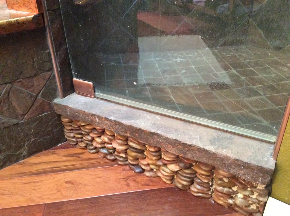 Natural Slate Shower Curb With Pebble Detail Yelp Photo Of Total Bath Tile Colorado Springs Co United States Natural