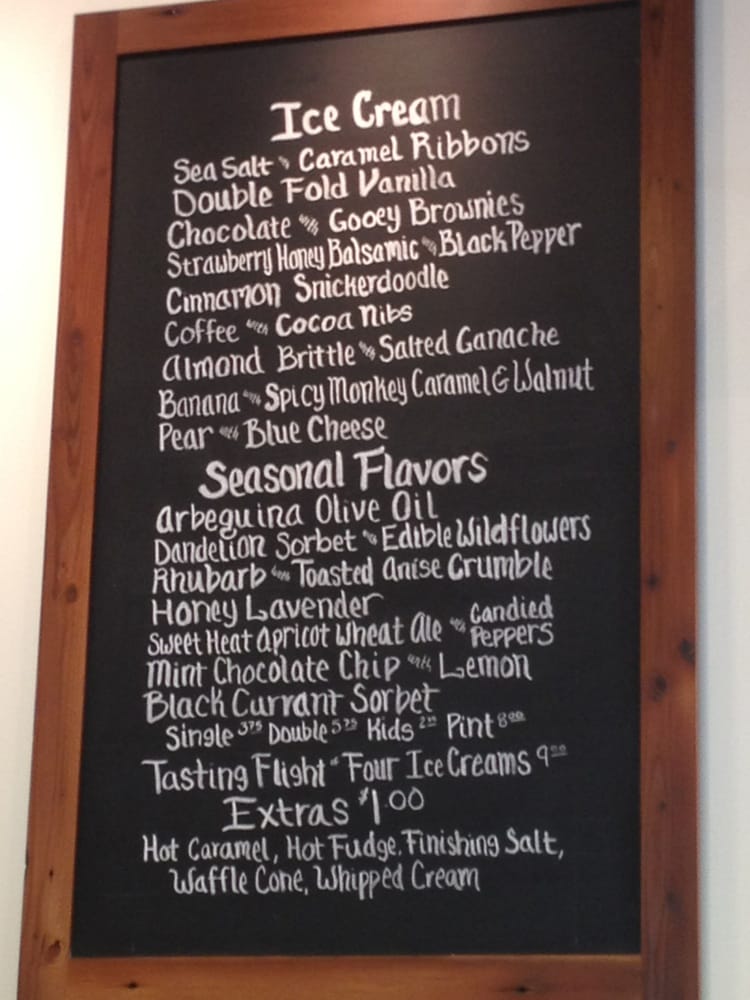 Ice cream menu for Spring 2012. Yelp