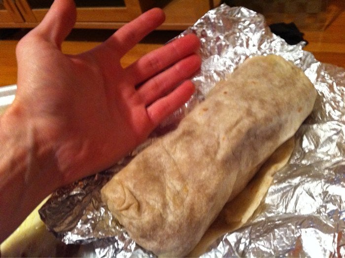 Burrito / hand size comparison Yelp