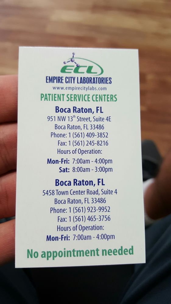 Empire City Laboratories Laboratory Testing 951 Nw 13th St Boca Empire City Laboratories Laboratory Testing 951 Nw 13th St Boca Raton Fl Phone Number Yelp