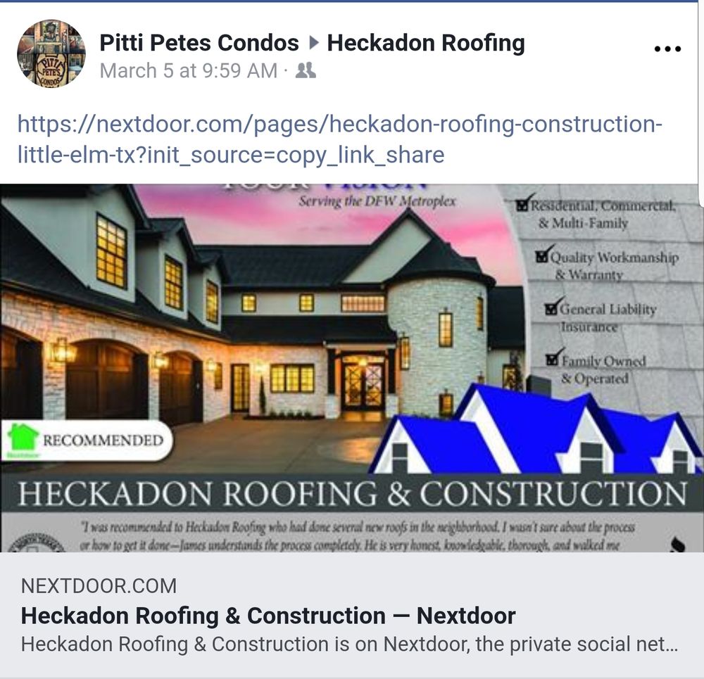 image of business Heckadon Roofing & Construction
