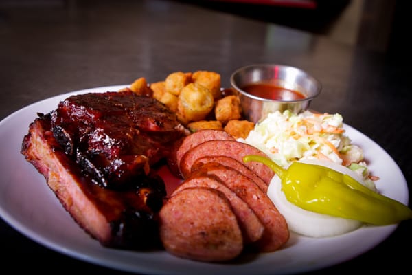 Photo of Marshall's Bar-B-Q - Farmers Branch, TX, United States. Try the combo plate, our sausage and ribs can't be beat!