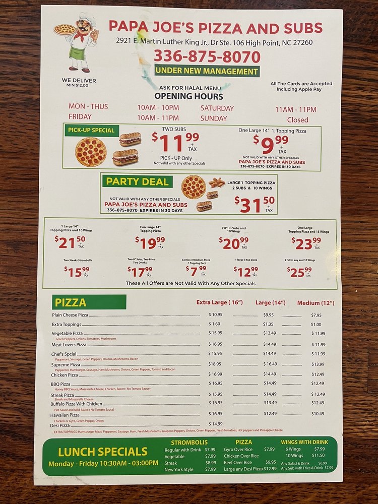 Papa Joe's Pizza and Subs