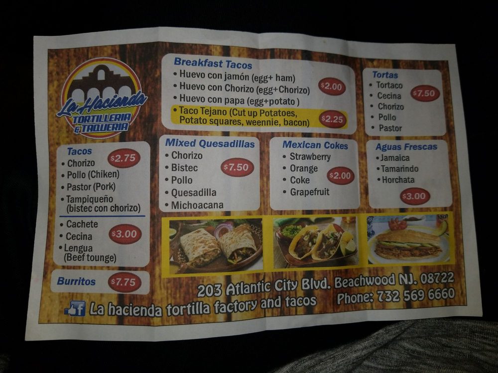 La Hacienda Tortilla factory and tacos 13 Reviews Mexican 203 Atlantic City Blvd, Toms