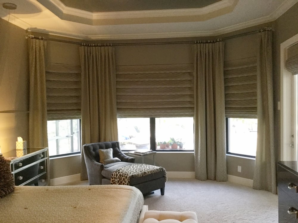 Draperies Over Side Panel Draperies On Bay Window Yelp