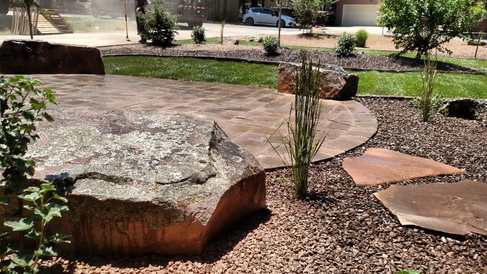 Large Seating Boulders Cut Into Paver Patio Yelp 12 Photos For Stix And Stones Landscaping