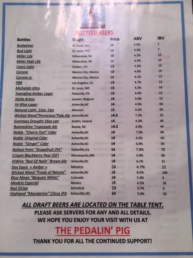 Drink Menu Yelp