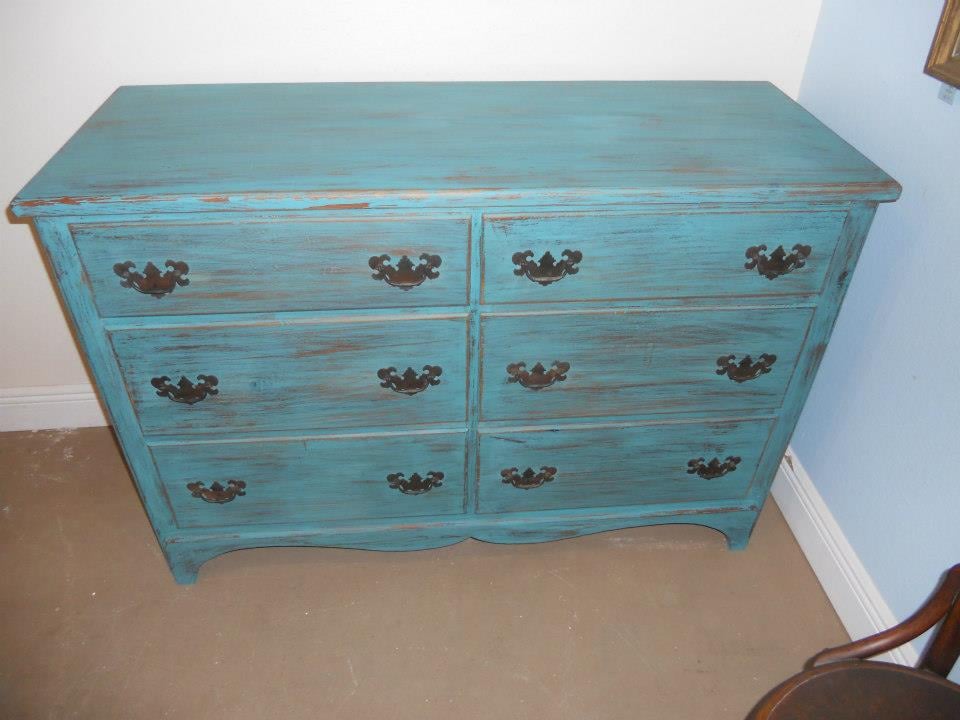 distressed teal dresser Yelp