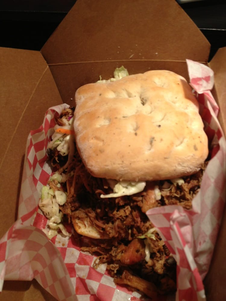 Pulled Pork sandwich in terrible lighting Yelp